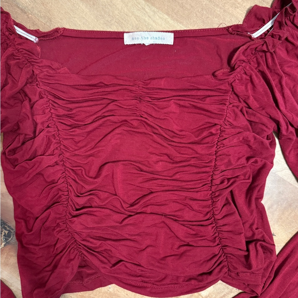 Nordstrom Red Ruched Blouse - Picture 2 of 3